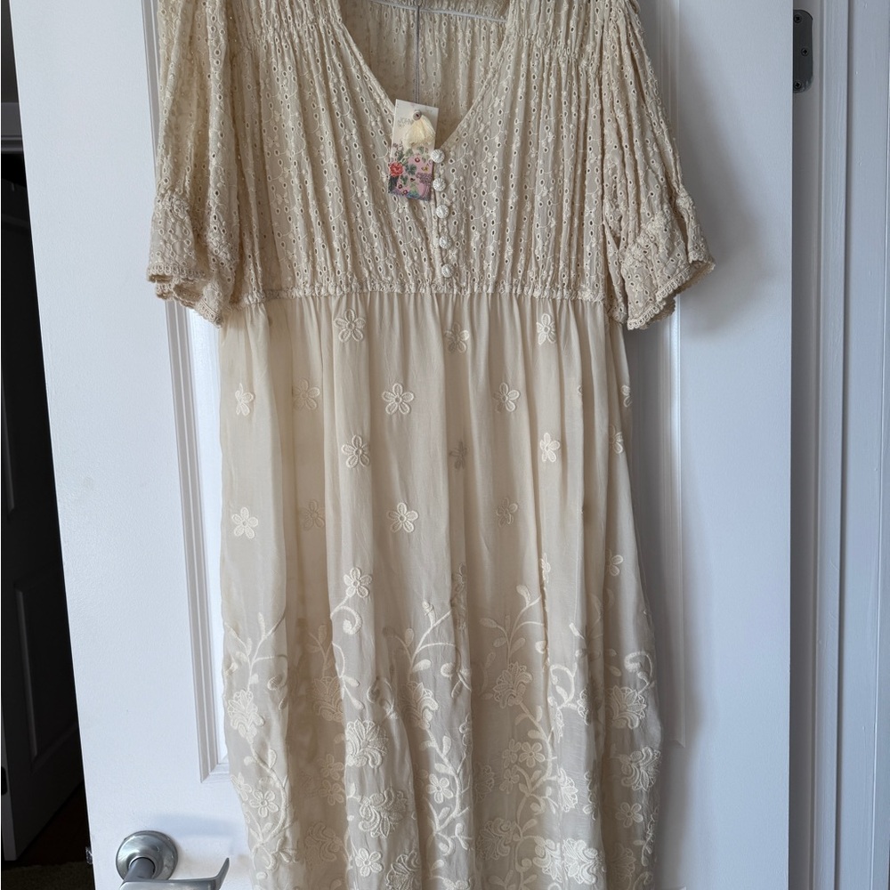 Johnny Was Ivory Eyelet Dress NWT
